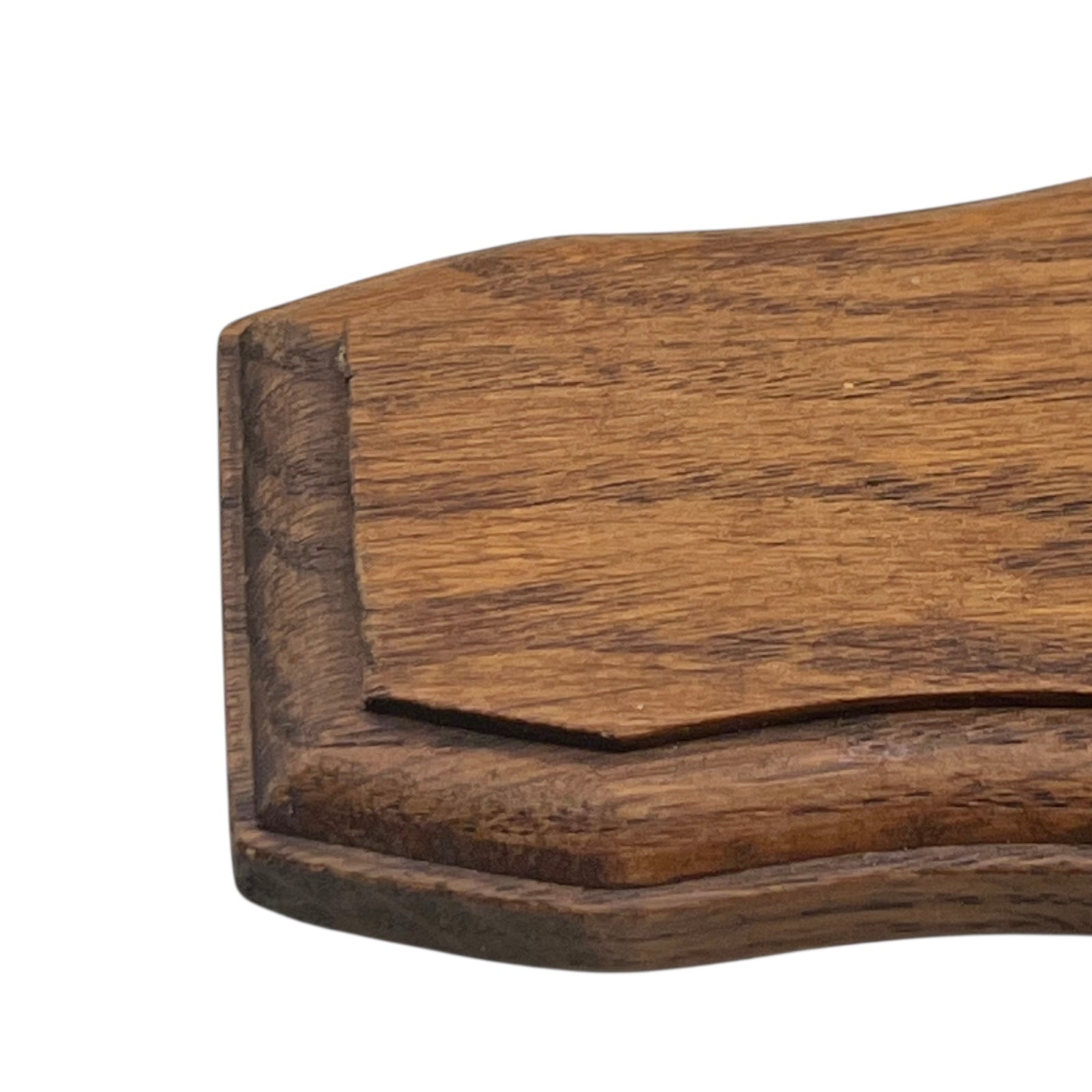Close up of  French vintage deer hooves on a 2 wooden mounts, ideal for coat hooks - on a white background