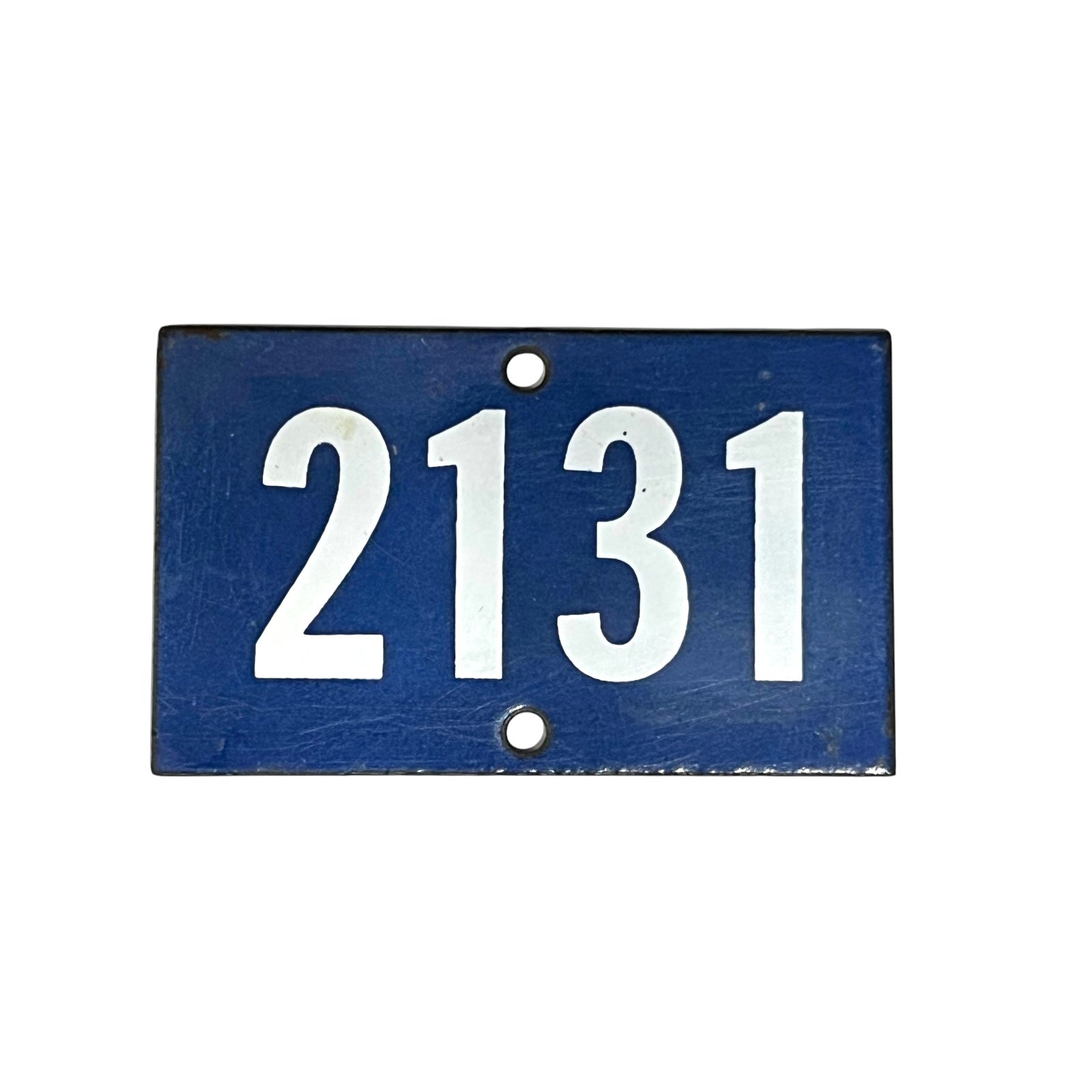 French blue and white enamel vintage door or gatepost numbers 