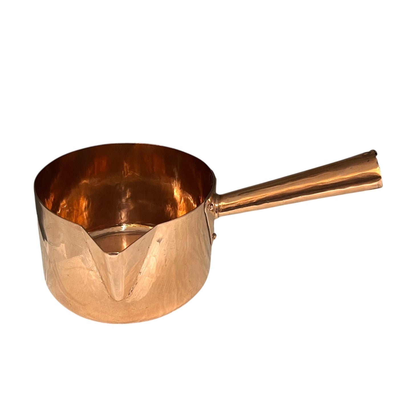 French copper sugar work or chocolate pan on a white background