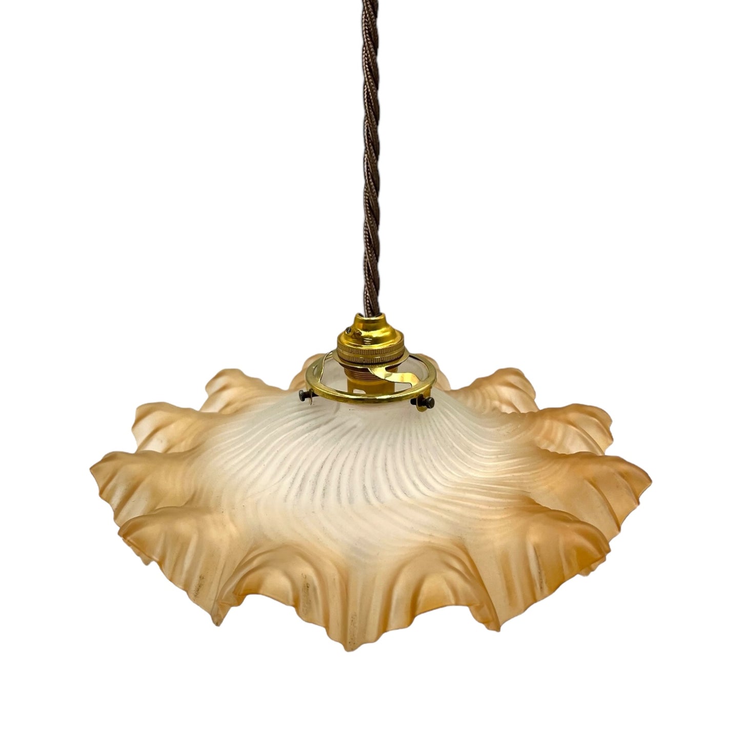 Vintage French Frosted Glass Ceiling Pendant Light, Hanging Lampshade