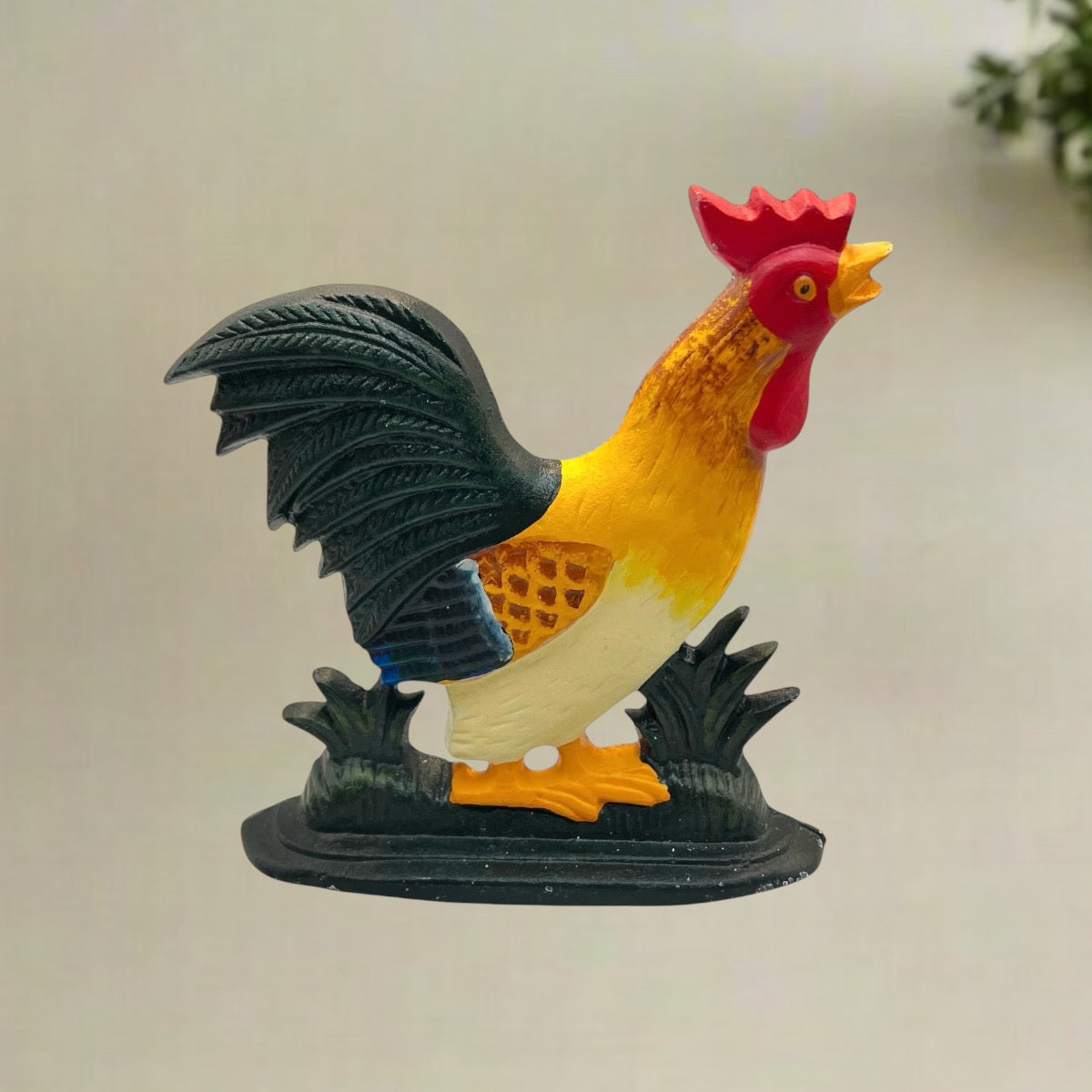 French Cast Iron Chicken Door Stop, Farmhouse Style Doorstop Wedge, Door Stay