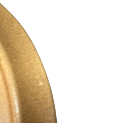 Close-up of a brown plate rim on a white background