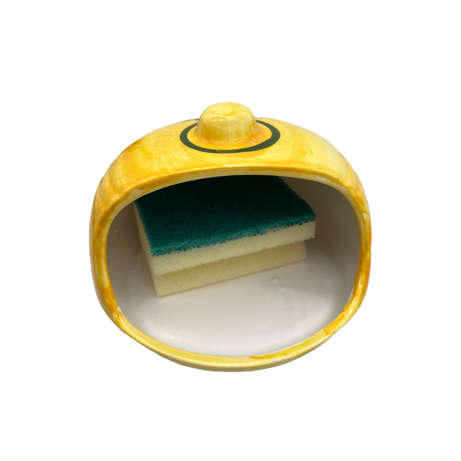 image French ceramic kitchen sponge holder with an olive decoration 