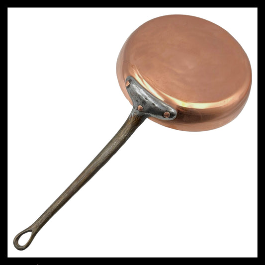 Large 30cm copper frying pan with brand new tin lining for sale by All Things French Store