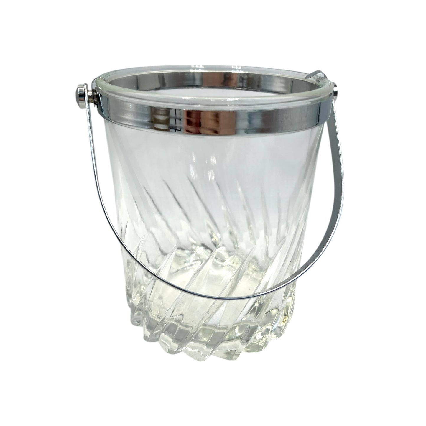 Vintage Cut Glass Ice Bucket, French Ice Cube Bucket, Mid Century Home Bar