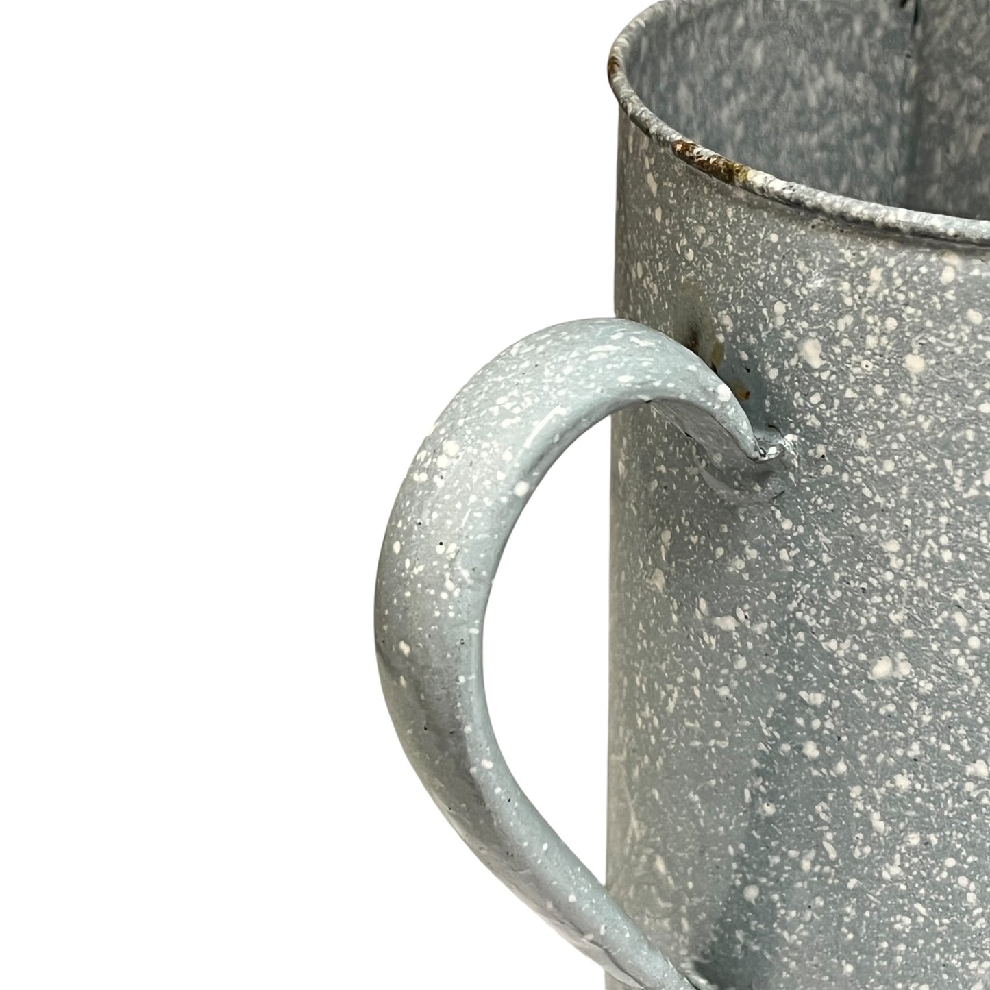 Vintage French Enamel Irrigator Pot – Rustic Garden Planter or Kitchen Wall Jug