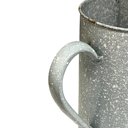 Vintage French Enamel Irrigator Pot – Rustic Garden Planter or Kitchen Wall Jug