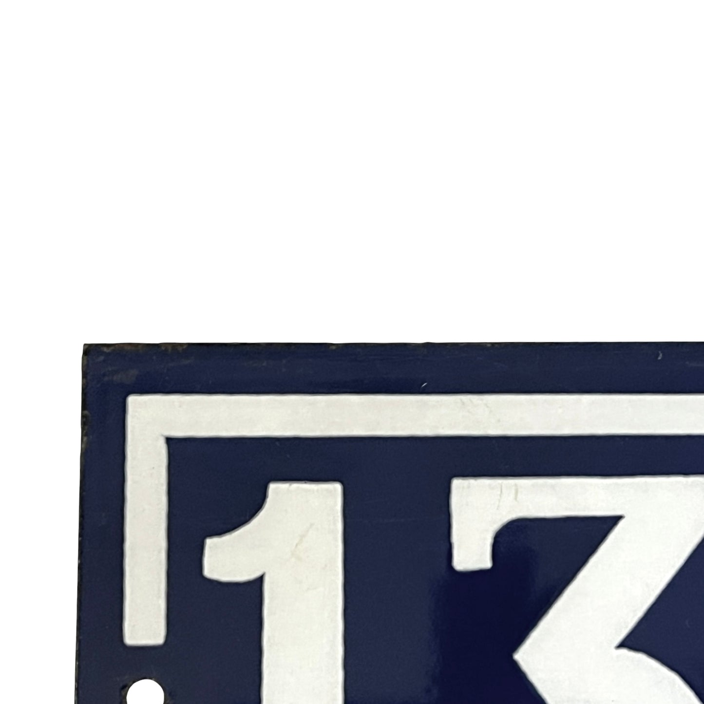 Original French Enamel House Number 132 Sign – Vintage Blue Metal Door Plaque