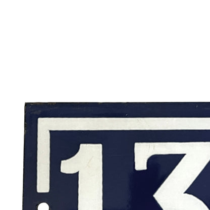 Original French Enamel House Number 132 Sign – Vintage Blue Metal Door Plaque