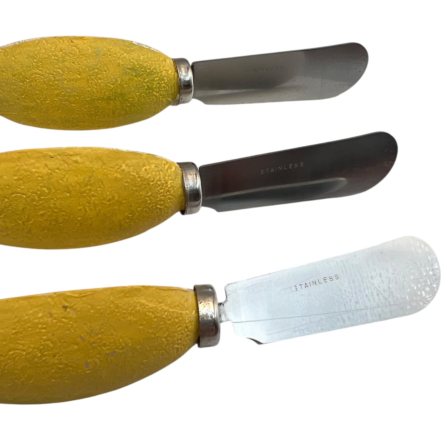 Vintage Kitsch Butter Knives - Set of 6 and Holder - Lemon Shaped