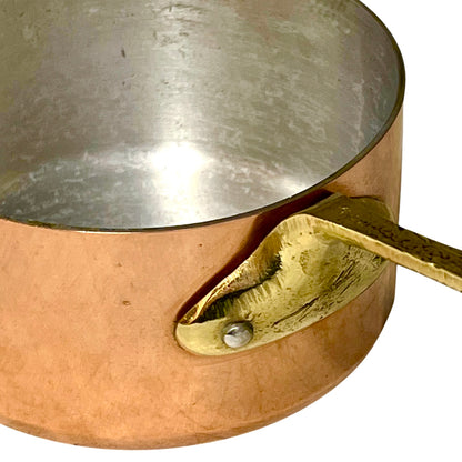 Vintage French Copper Saucepan – 10cm Small Aluminium Lined Pan with Brass Handle