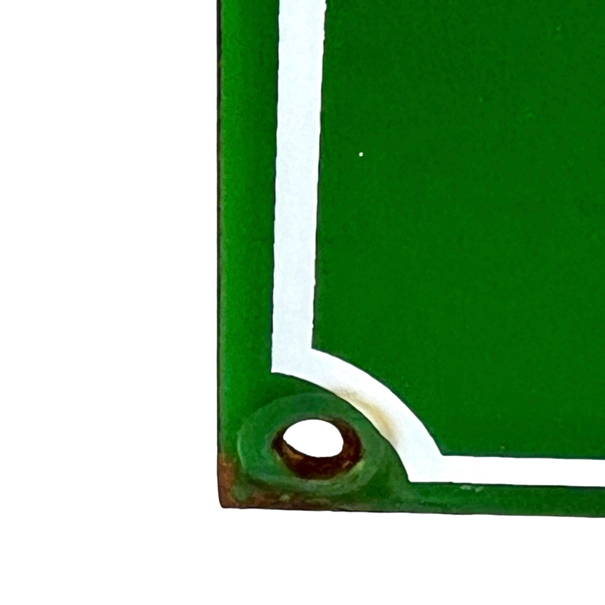 image 8 French enamel green and white door number 64 