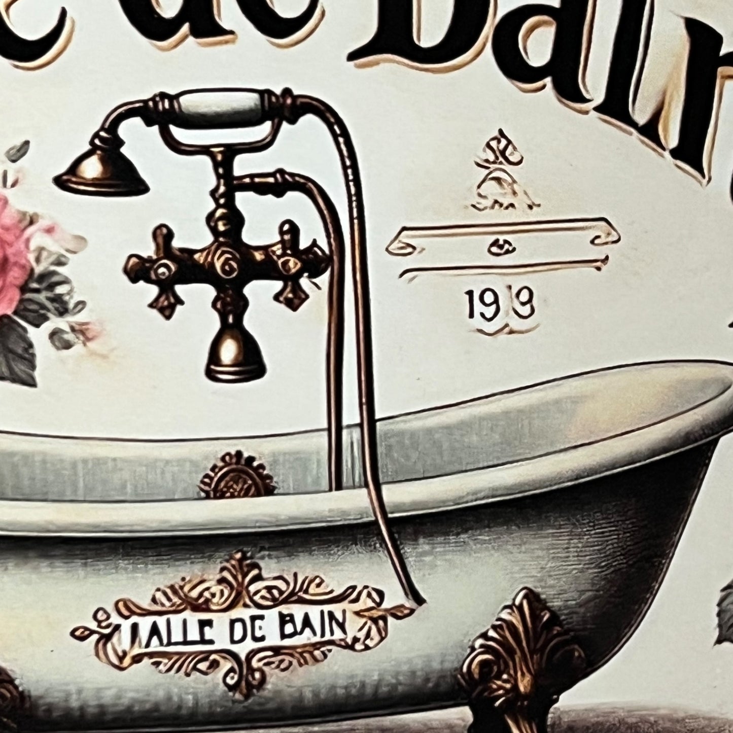 Vintage-style bathtub with faucet and decorative elements on a white background