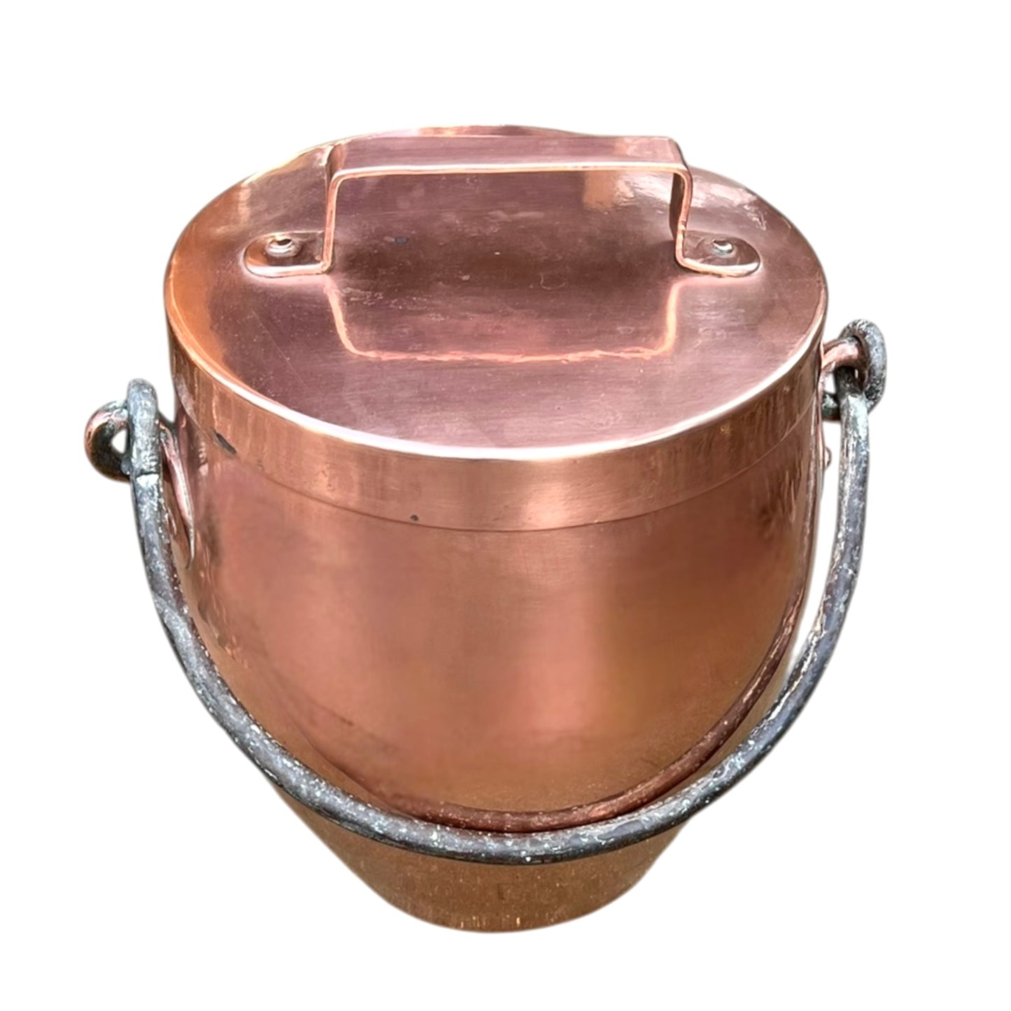 Copper cooking pot stockpot with handles on a white background