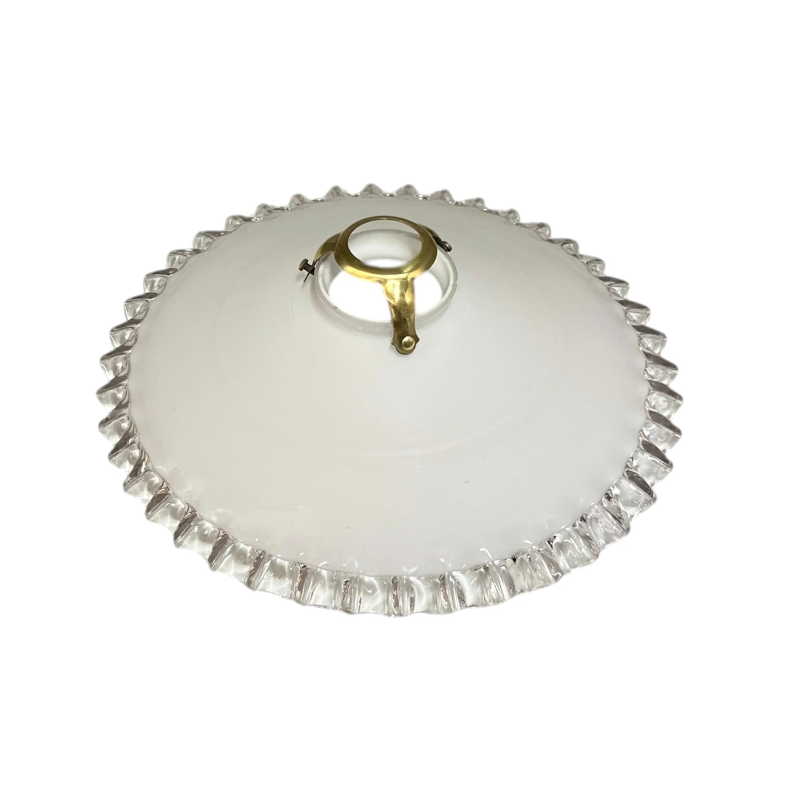 White lampshade with decorative rim on a white background