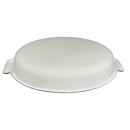 White enamel dish on a white background
