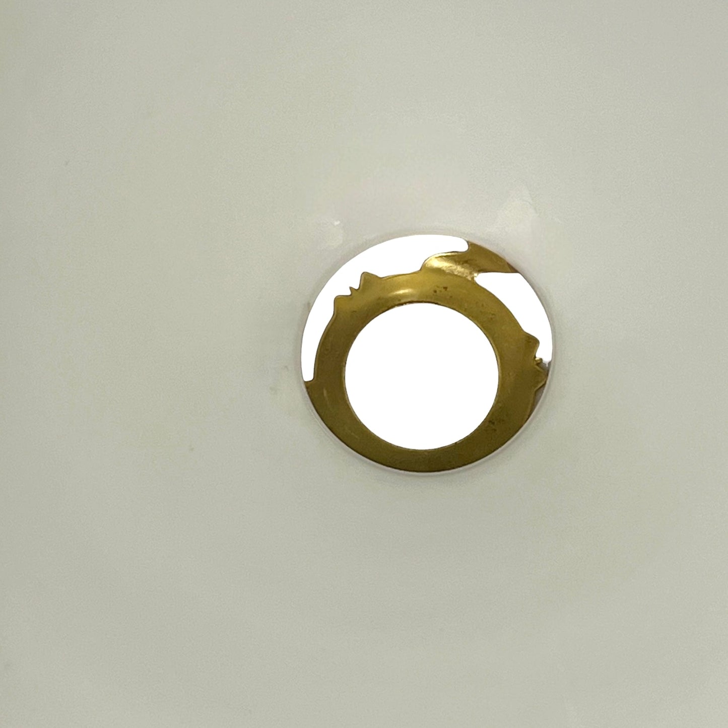 Vintage French Opaline Milk Glass Pendant Pie Crust Lampshade with Brass Collar