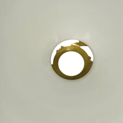 Vintage French Opaline Milk Glass Pendant Pie Crust Lampshade with Brass Collar