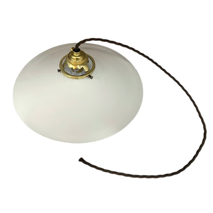 Vintage French Glass Ceiling Pendant Light, Milk Glass Hanging Lampshade 