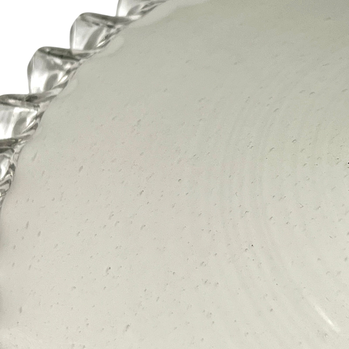 Vintage French Opaline Milk Glass Pendant Pie Crust Lampshade with Fittings