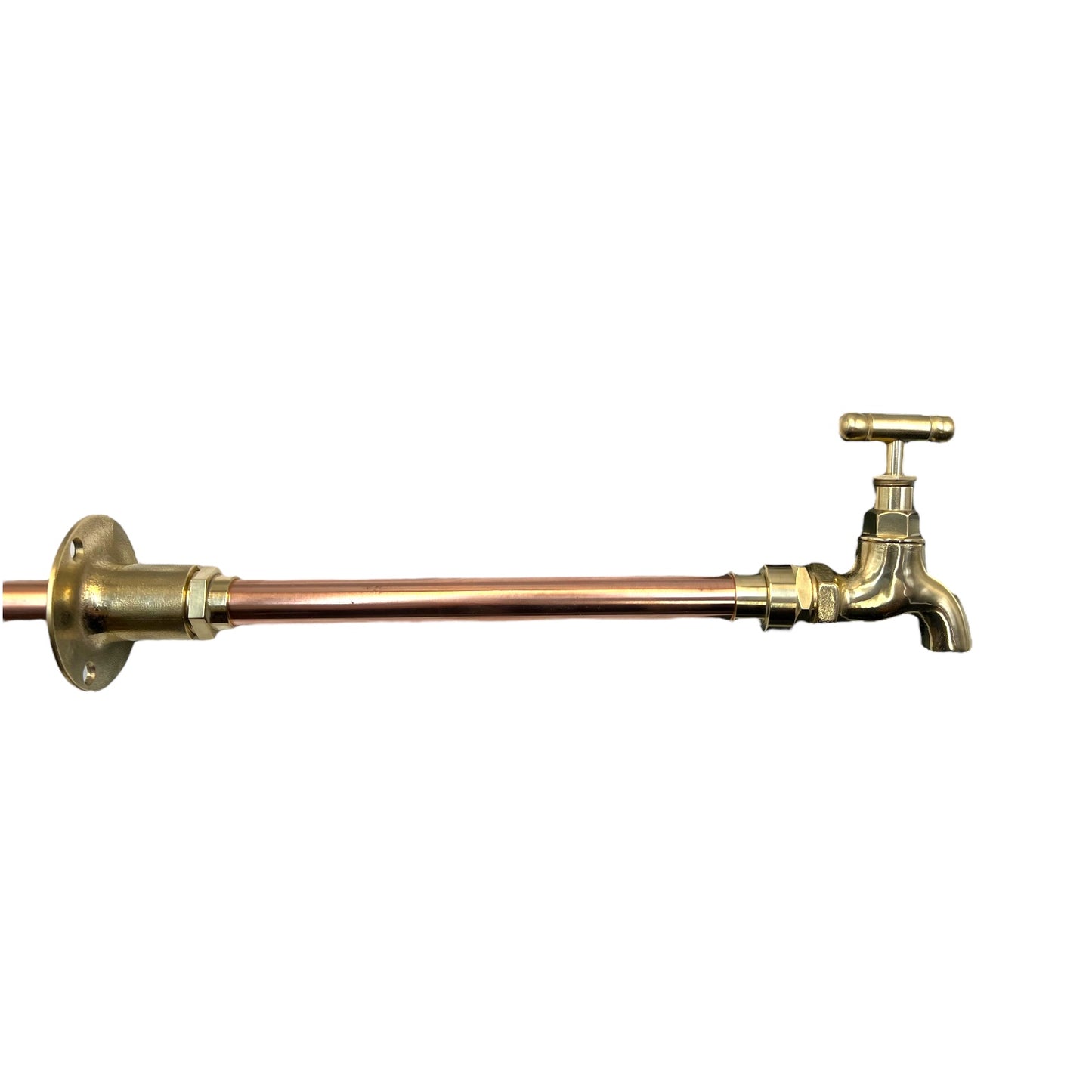 Pair of Vintage Style Wall Mounted Taps, Brass and Copper, Custom Size