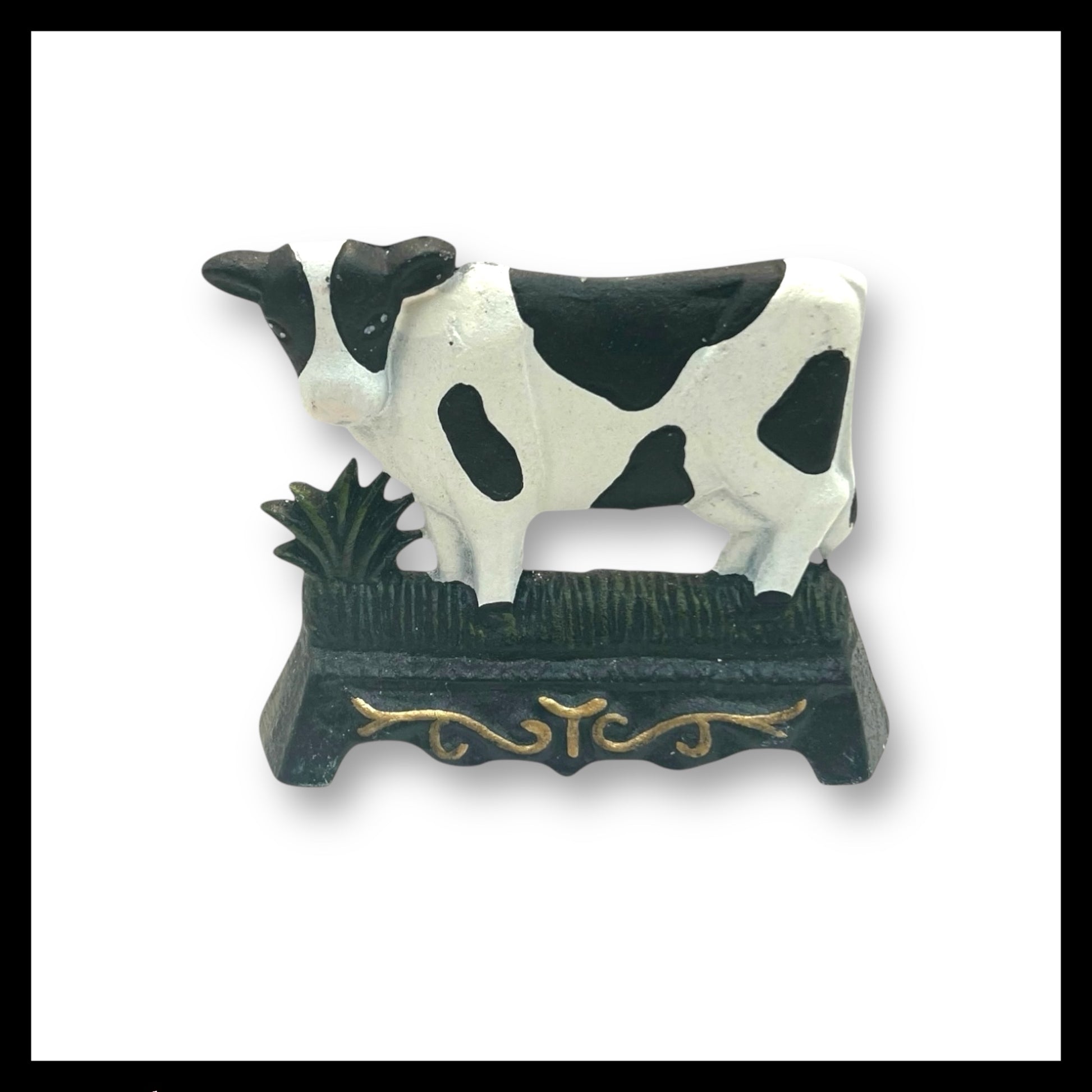 French Cast Iron Cow Door Stop, Farmhouse Chic Doorstop Wedge, Door Stay