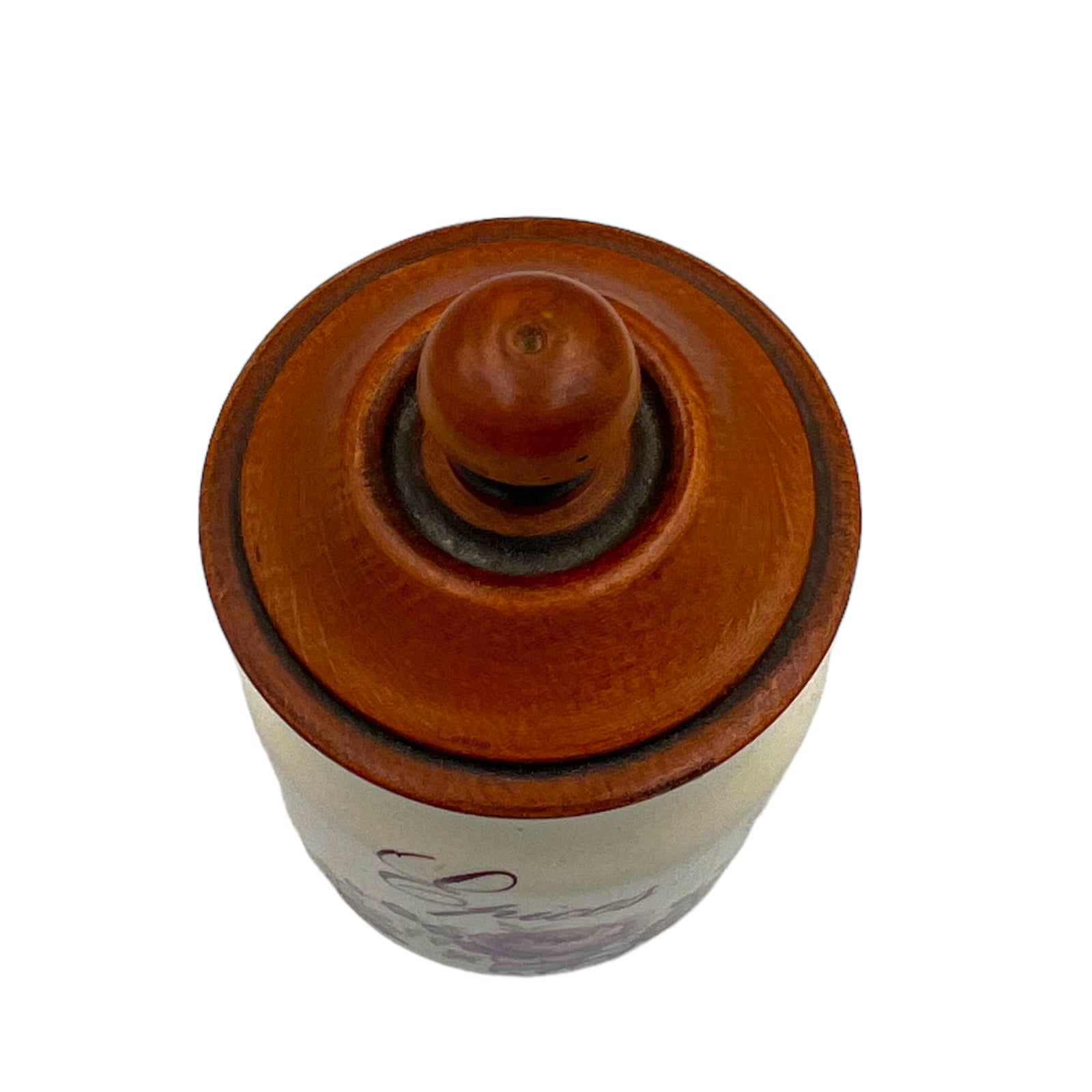 French vintage spice jar with a wooden lid