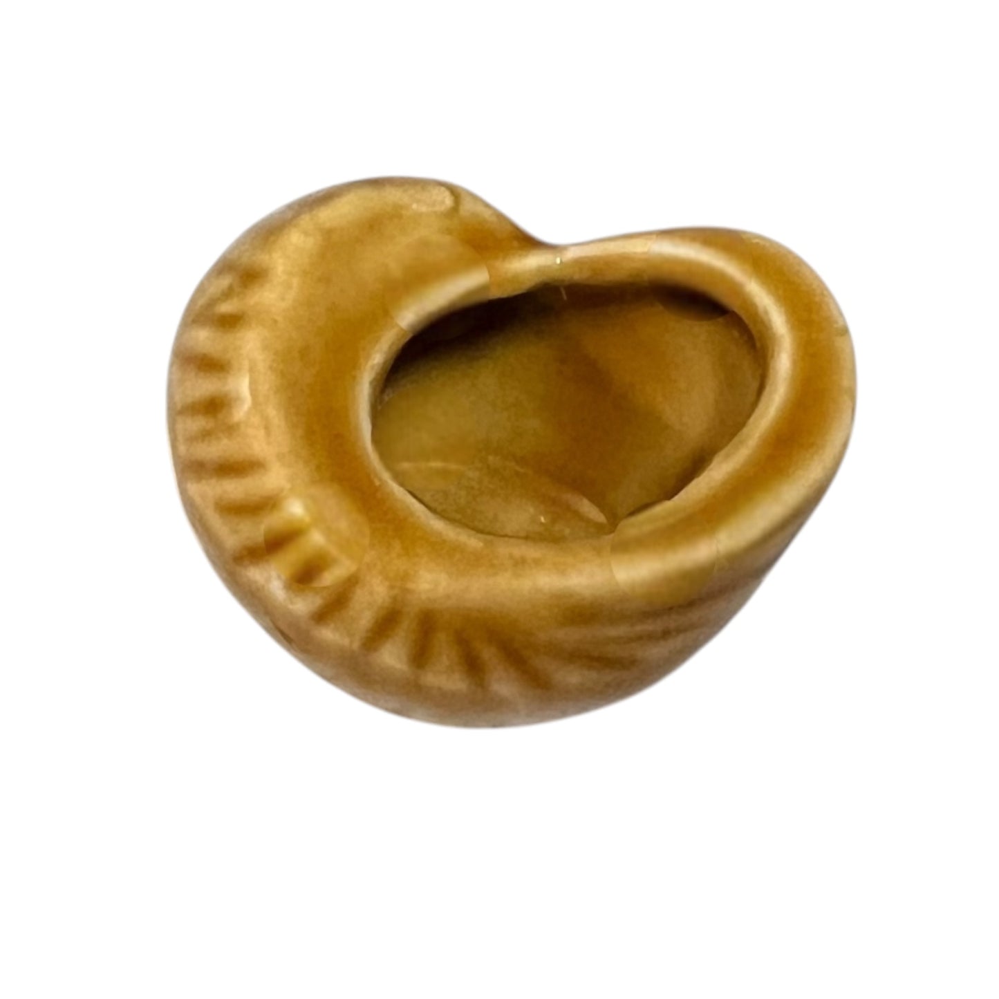 small brown ceramic escargots snail pot on a white background