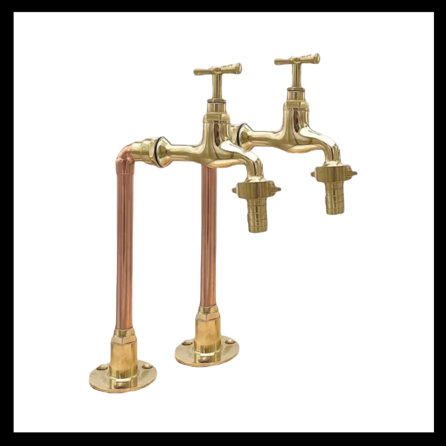 image Pair of handmade copper and brass kitchen or bathroom taps sold by All Things French Store