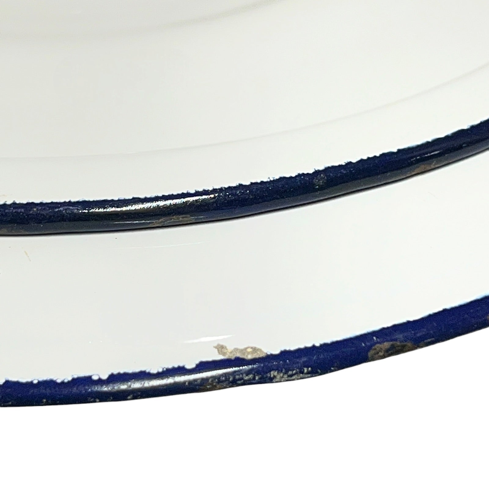 Close up of a vintage enamel lidded white bucket on a white background