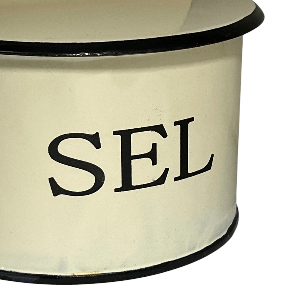 French Vintage Style Enamel Salt Box – Cream SEL Wall Hanging Pot | Farmhouse Kitchen Décor