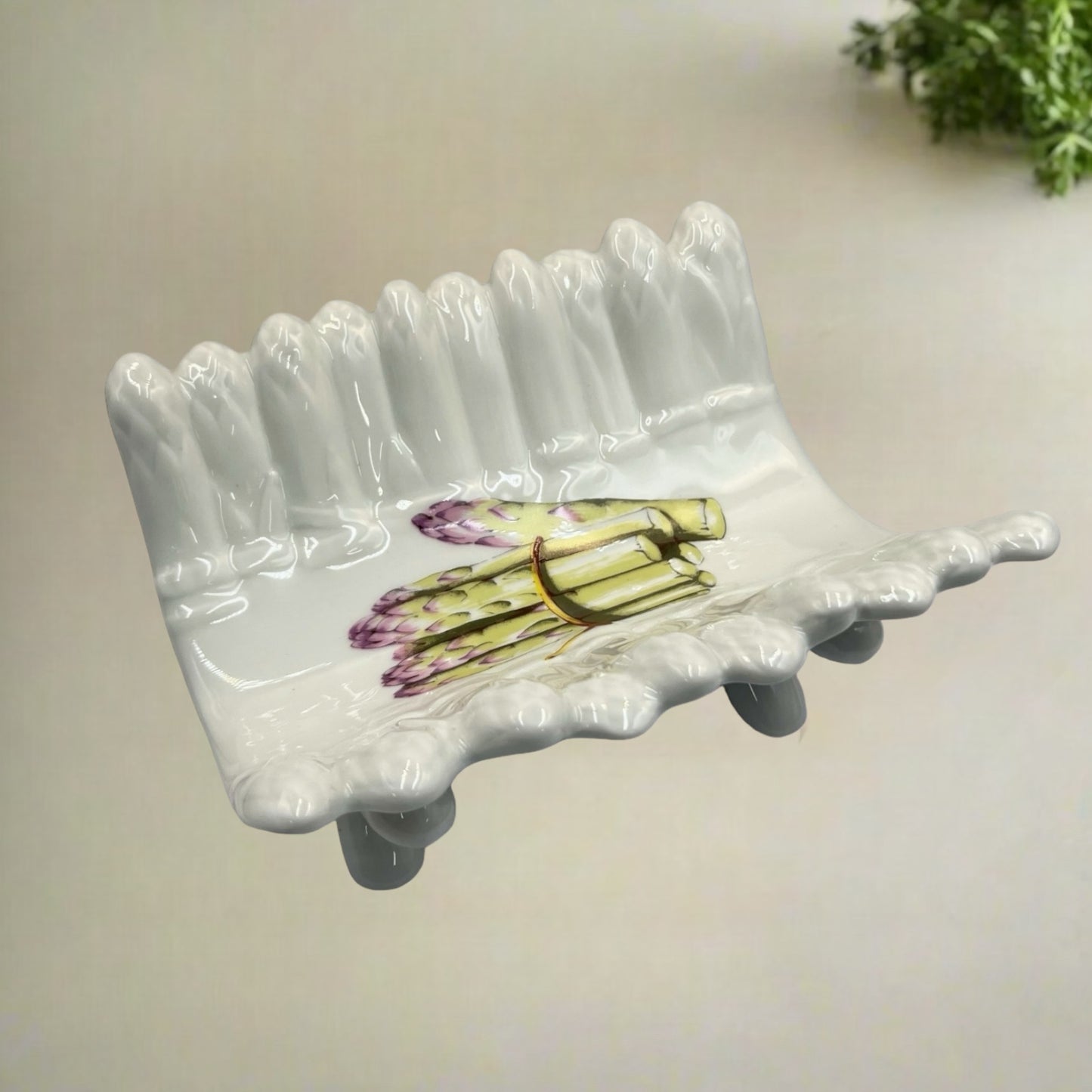 French Asparagus Dish, Porcelain Asparagus Serving Plate - makers stamp