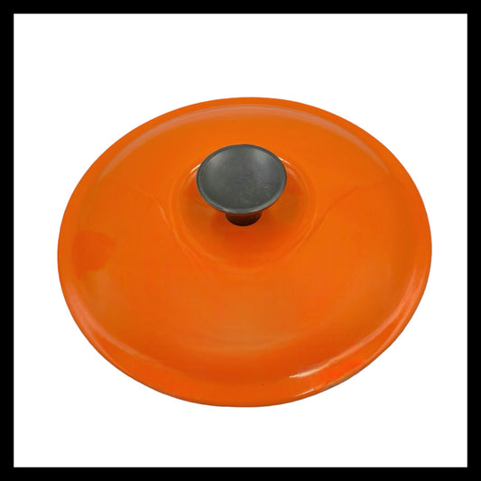 Vintage Le Creuset orange 20cm pan lid for sale by All Things French Store