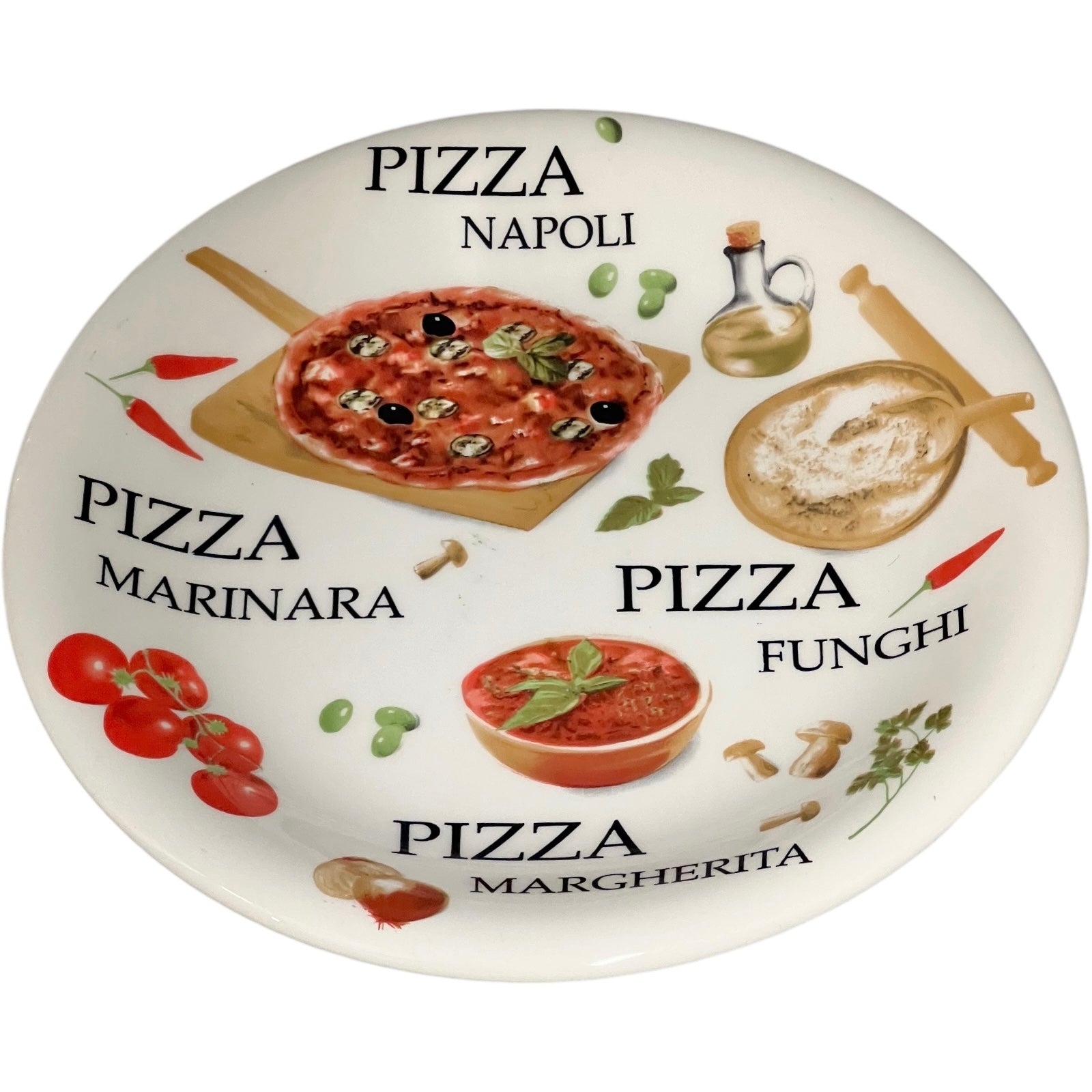 4 Italian Pizza Serving Plates made in Italy by Quadrifoglio Ceramics