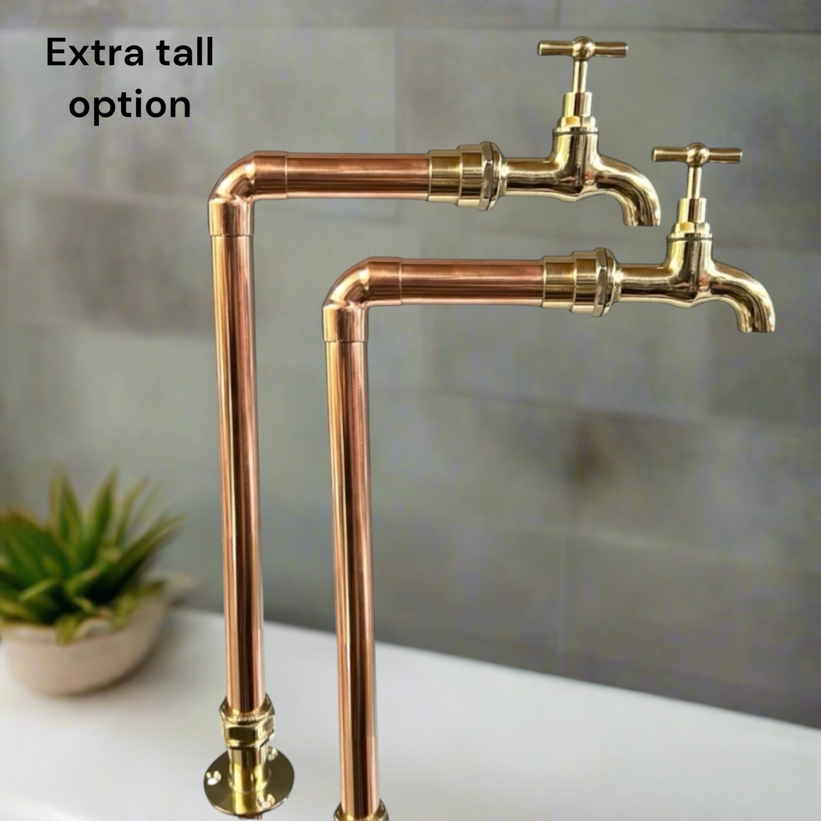 Handmade Copper and Brass Kitchen Taps, Bespoke XL Size, Vintage Styl