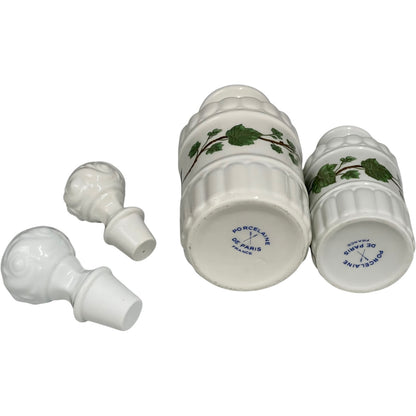 French Vintage Paris Porcelain Bathroom Accessories, Ceramic Lotion Bottles