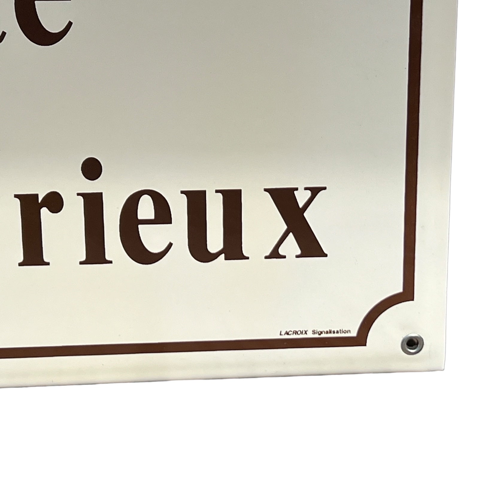 French cream and brown enamel street sign 