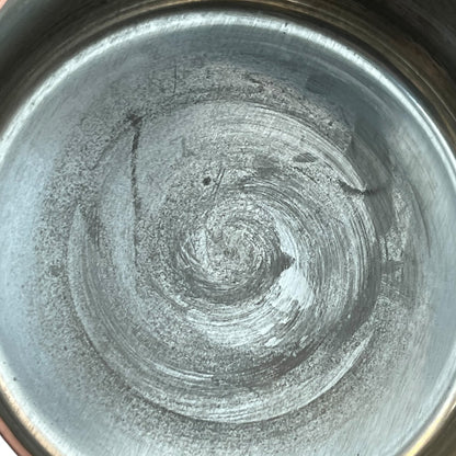 close up of copper pan tin lined inner