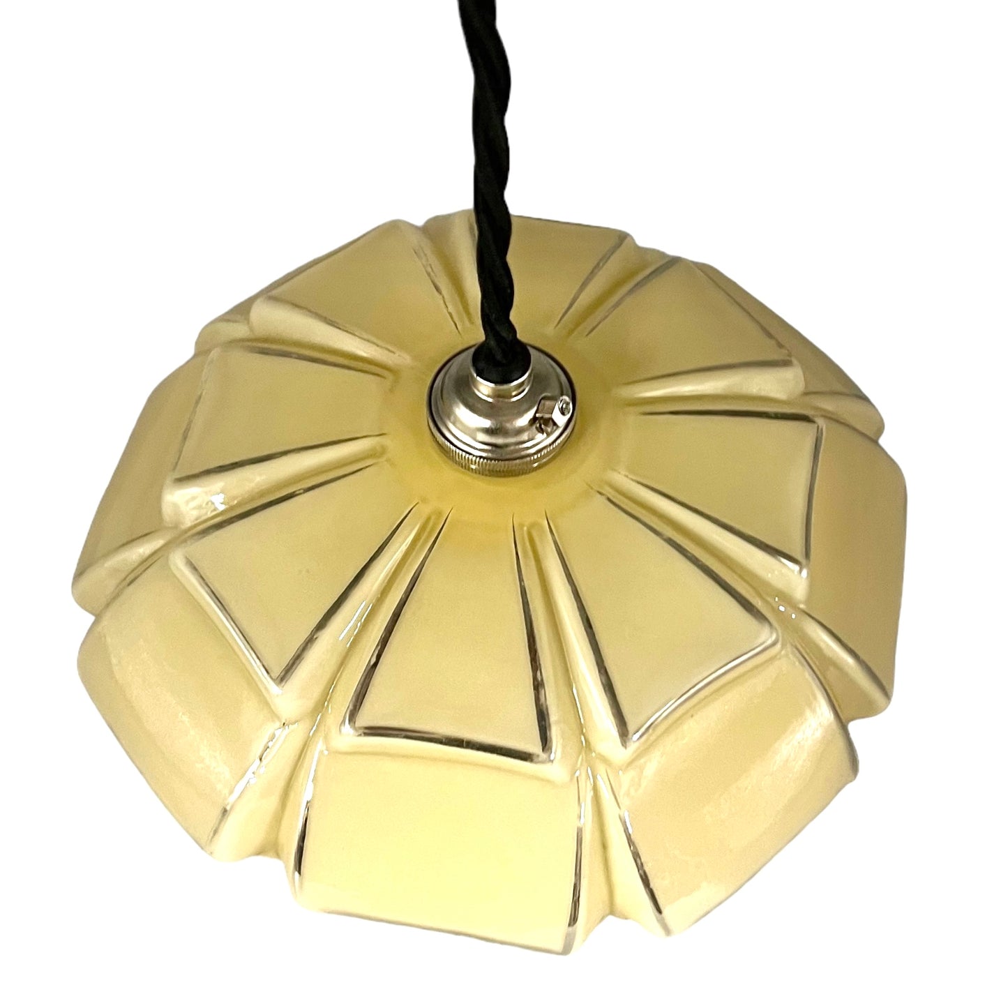 French hanging pendant light pale yellow new fittings 