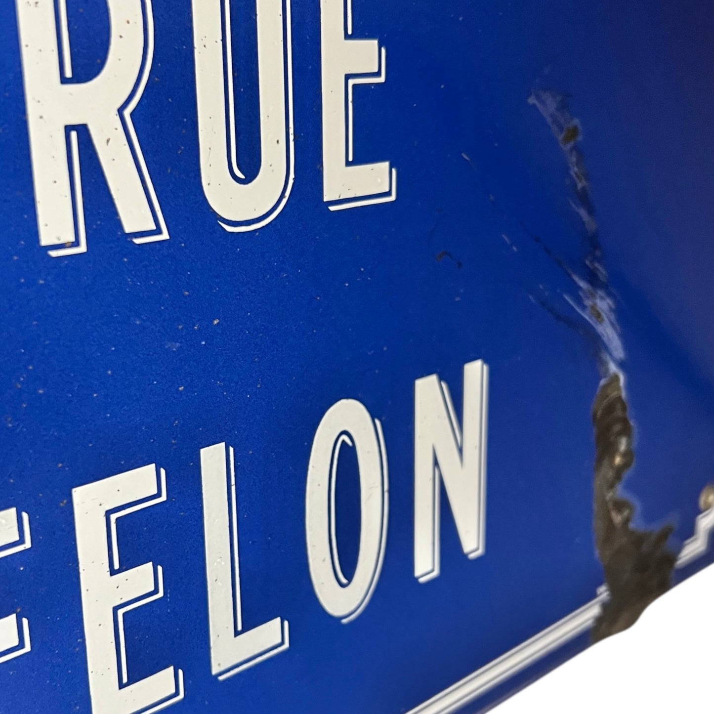 Close up of French road sign on a white background