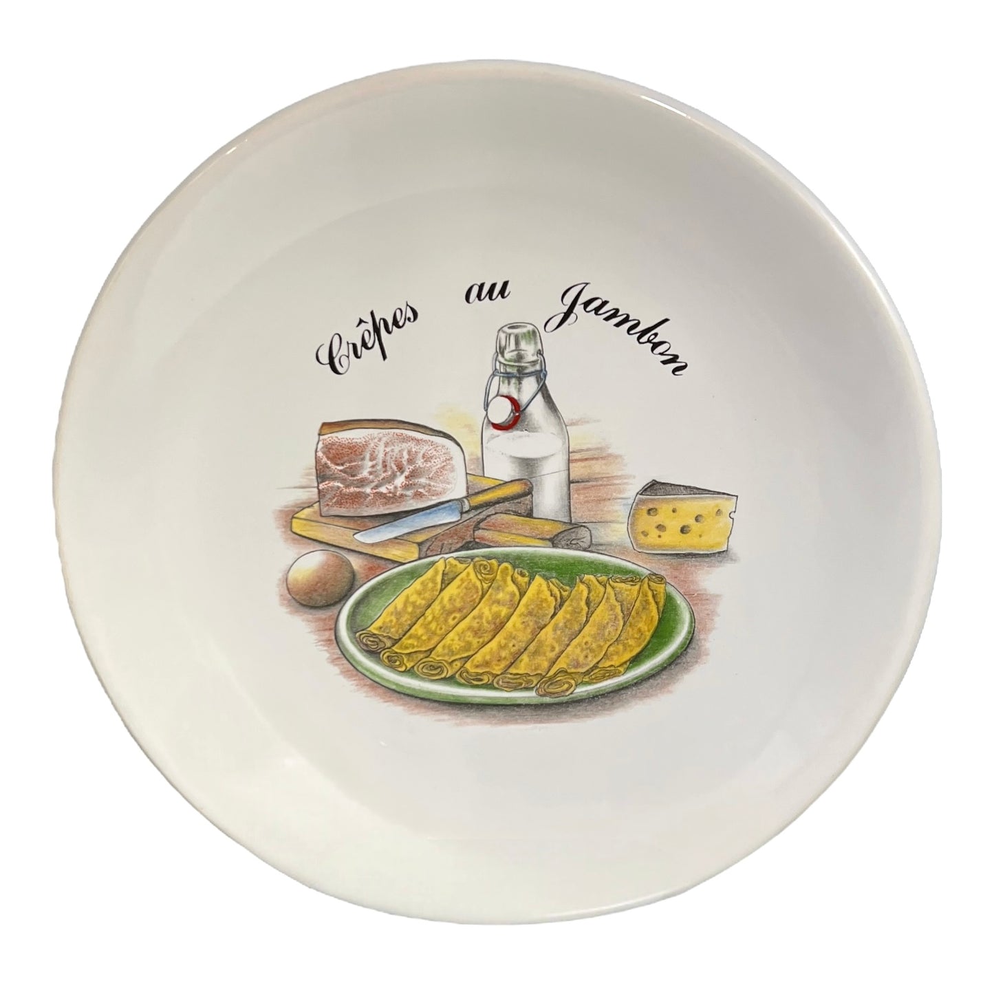 French crepes au jambon plate on a white background 