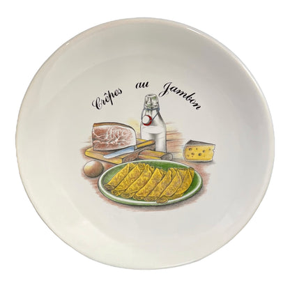 French crepes au jambon plate on a white background 