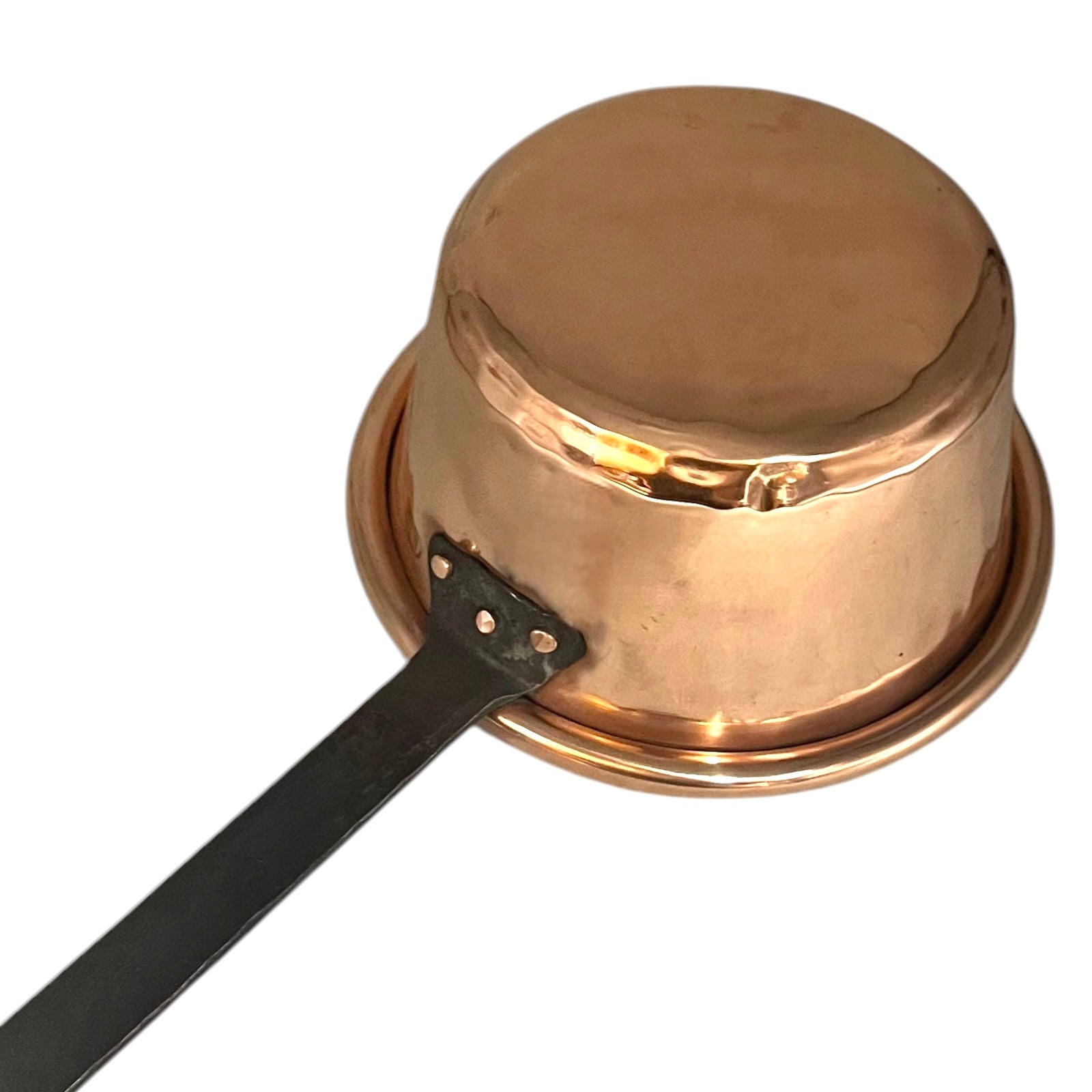 French Vintage Copper Hearth Pan Skillet close up detail view