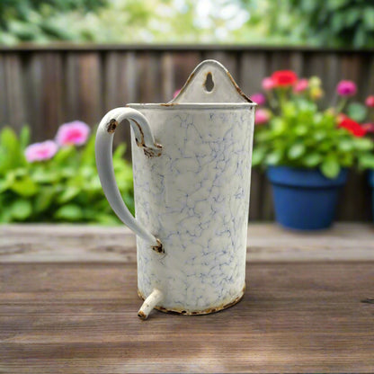 French vintage enamel irrigator pot ideal as a planter for sale from All Things French Store