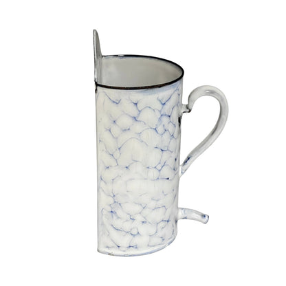 Vintage French Enamel Wall Planter Blue and White Marbled - Rare 1 Litre size