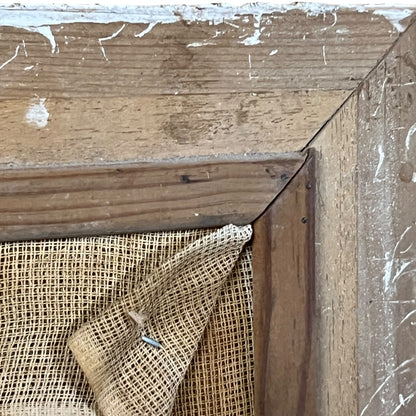 close up of a French vintage tapestry on a white background