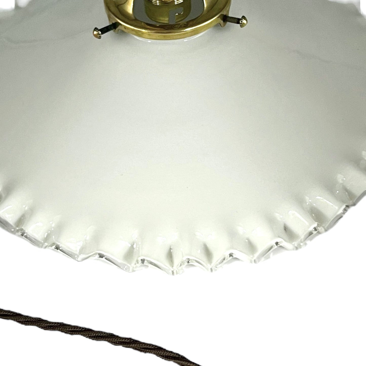 Vintage French Glass Ceiling Pendant Light, Milk Glass Hanging Lampshade