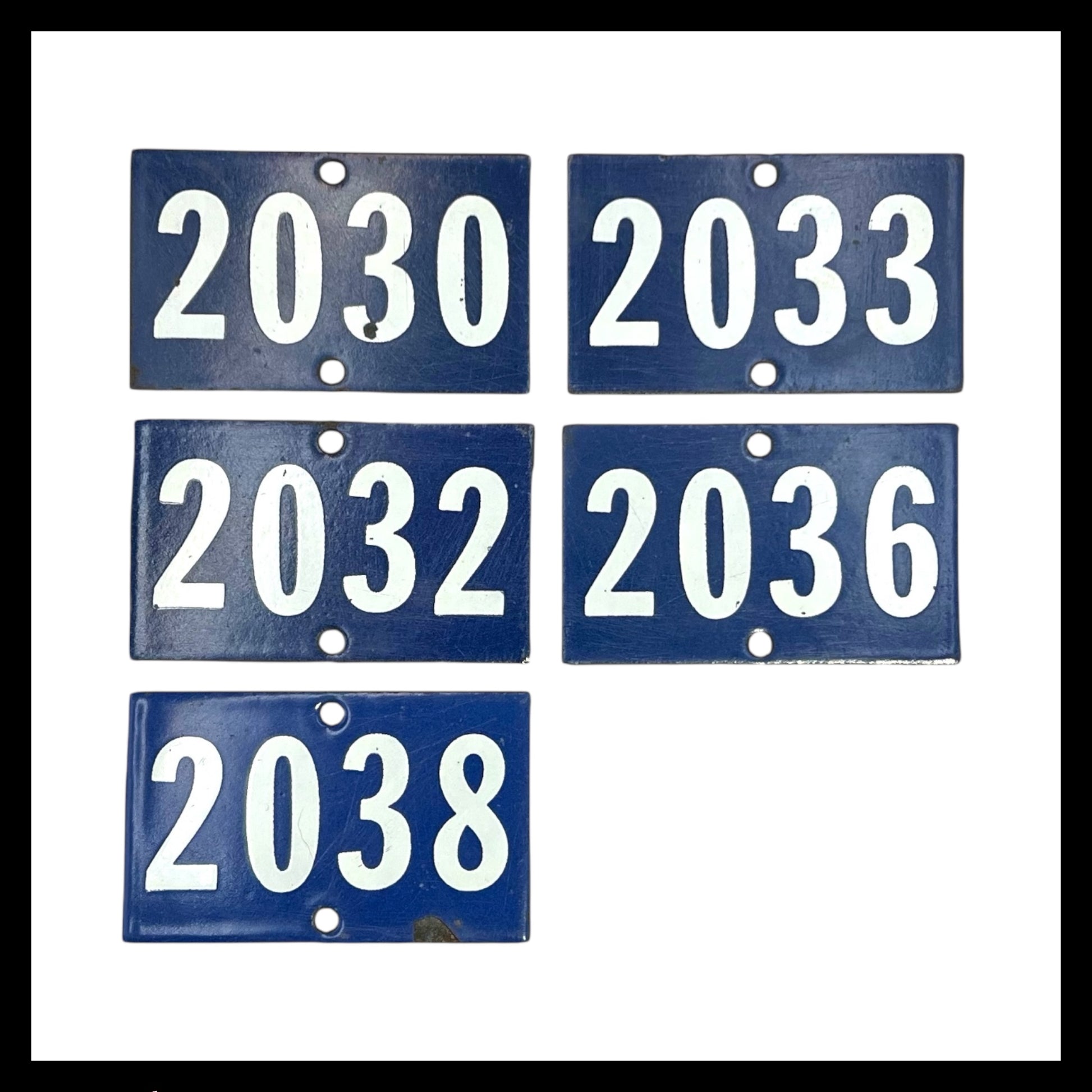 Vintage French Blue Enamel Door Number or Gatepost Numbers