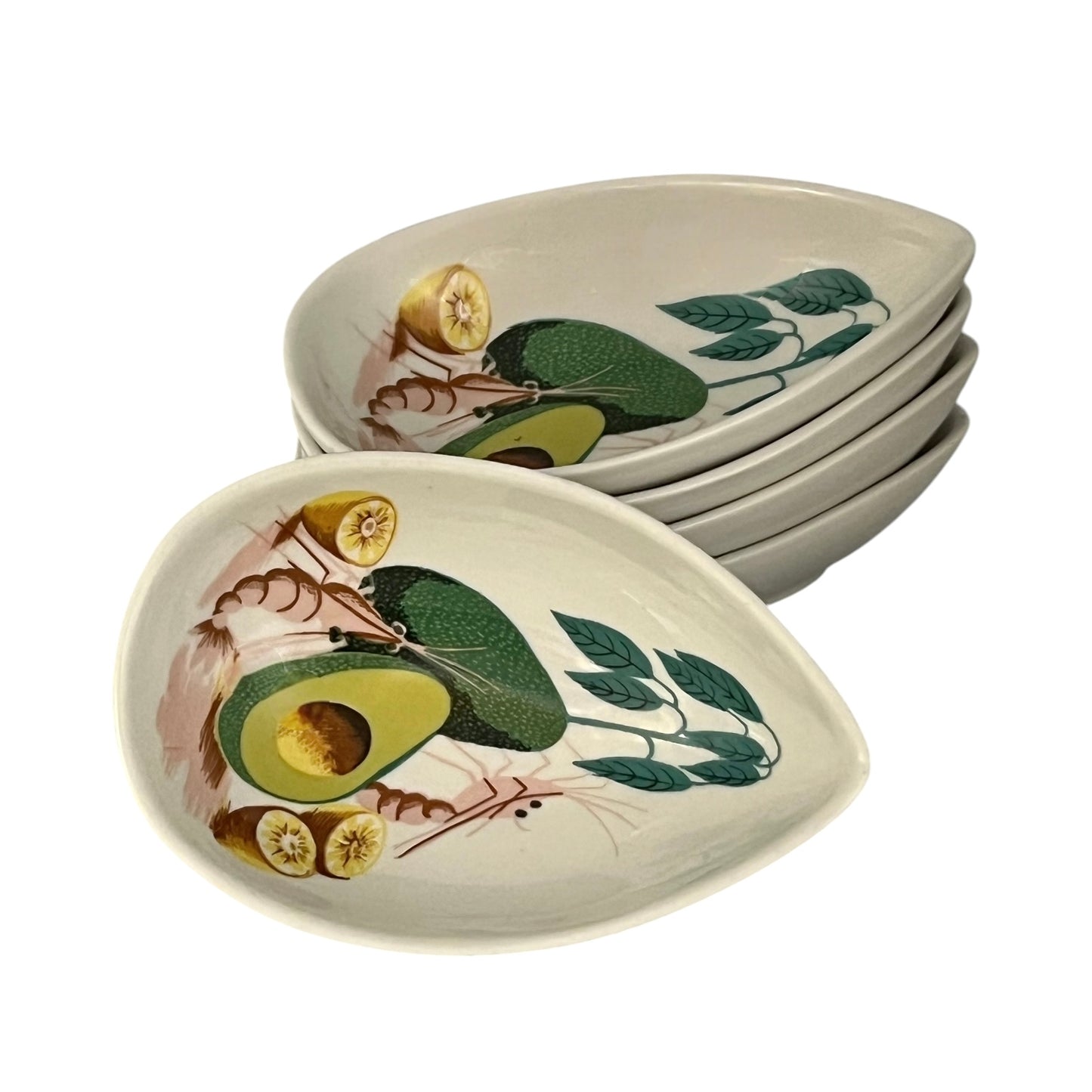 French Avocado Dish Set, French Avocado Bowls, Vintage Rustic Tableware