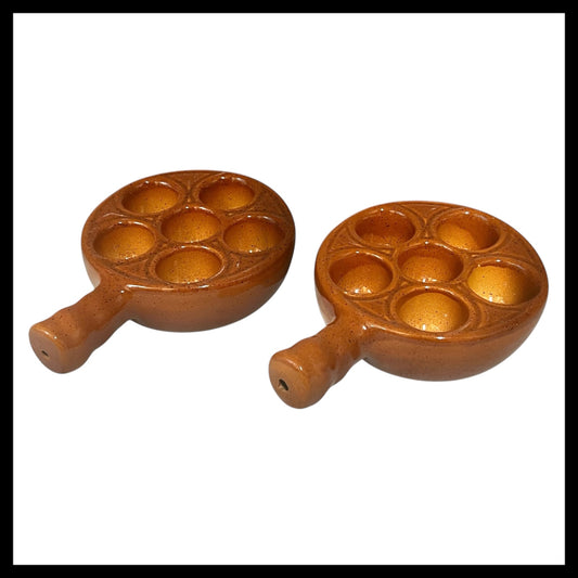 French Vintage Escargots Snail Plates, Stuffed Mushroom Dishes made by Emile Henry for sale from All Things French Store